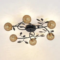 loftlampe Evory, Ø 69 cm, 6 lyskilder, sort/guld, G9^Lucande Discount