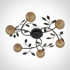 loftlampe Evory, Ø 69 cm, 6 lyskilder, sort/guld, G9^Lucande Discount