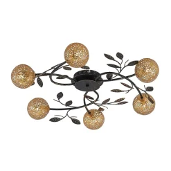 loftlampe Evory, Ø 69 cm, 6 lyskilder, sort/guld, G9^Lucande Discount