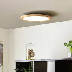 Lucande Gang|Loftlamper>loftlampe Joren, Ø 38 cm, træ, CCT, fjernbetjening