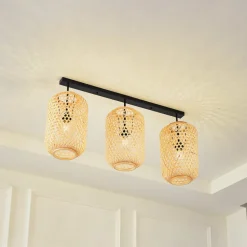 Lucande Loftlamper>loftlampe Jorick, 3 lyskilder, længde 104,5 cm, bambus