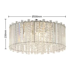 loftlampe Limana, Ø 50 cm, krom, krystal^Lucande Hot