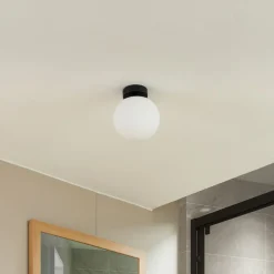 loftslampe Bidolo, sort, glas, Ø 15 cm, IP44^Lucande Discount