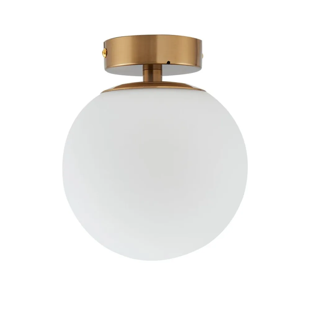 Lucande Loftlamper|Loftlamper>loftslampe Bidolo, messingfarvet, glas, 15 cm, IP44