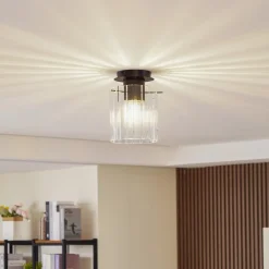 Lucande Loftlamper>loftslampe Eirian, 1-lys, sort, glas, E27