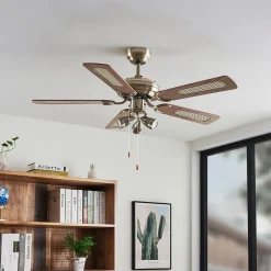 loftventilator med lys Anariki, lydløs, messing^Lucande Discount