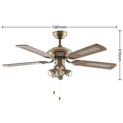 loftventilator med lys Anariki, lydløs, messing^Lucande Discount