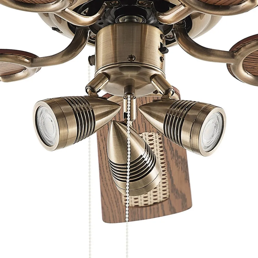 loftventilator med lys Anariki, lydløs, messing^Lucande Discount