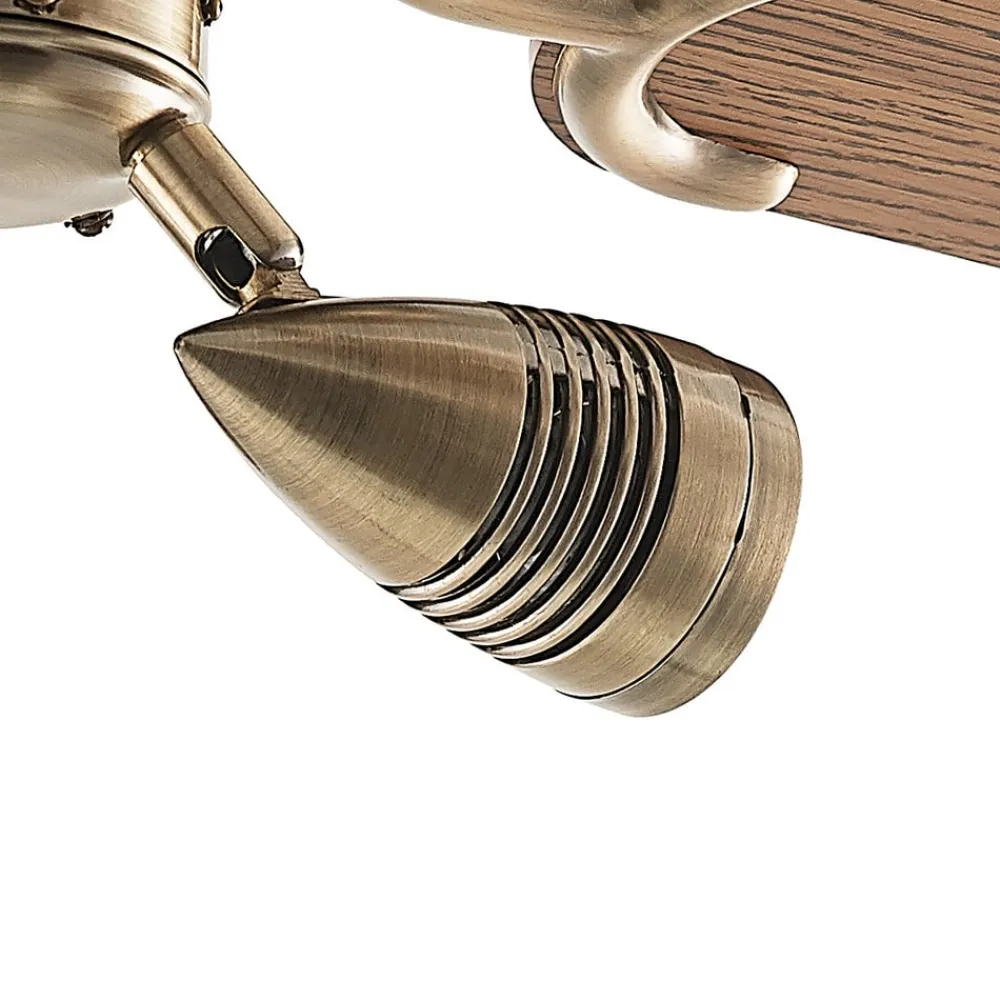 loftventilator med lys Anariki, lydløs, messing^Lucande Discount