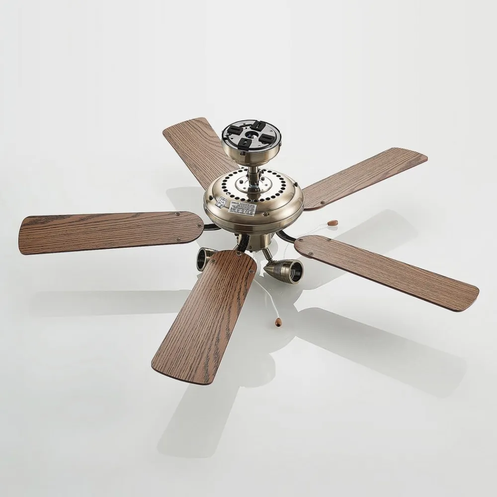 loftventilator med lys Anariki, lydløs, messing^Lucande Discount