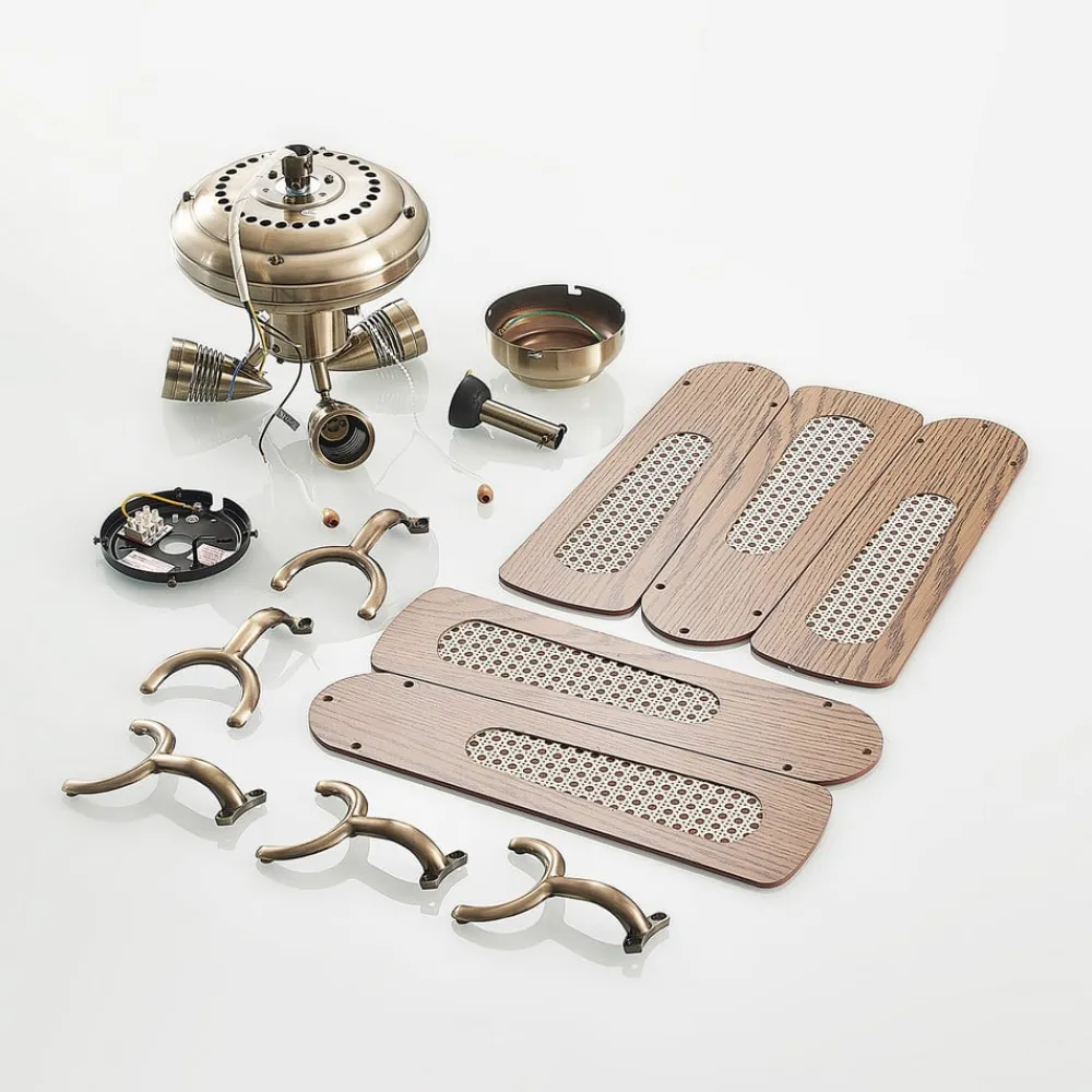 loftventilator med lys Anariki, lydløs, messing^Lucande Discount