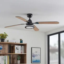 Lucande loftventilator Tedric, sort, støjsvag, 133 cm