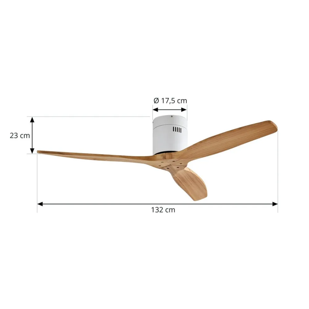 Lucande loftventilator Vindur, hvid/træ, DC, støjsvag