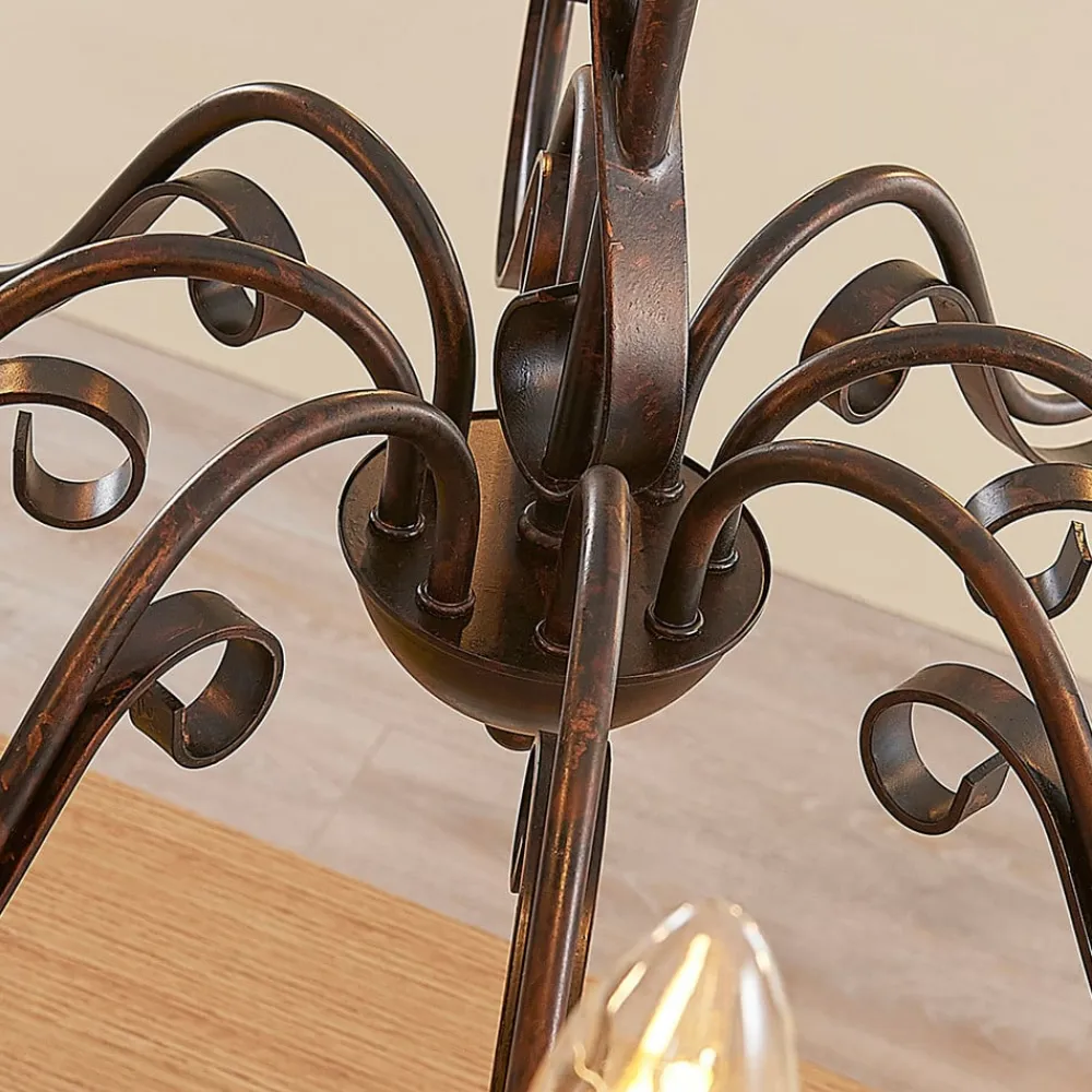 Lucande Gang|Lysekroner>lysekrone Caleb, 8 lyskilder, rustfarvet, metal, E14