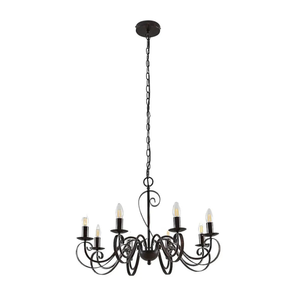 Lucande Gang|Lysekroner>lysekrone Caleb, 8 lyskilder, rustfarvet, metal, E14