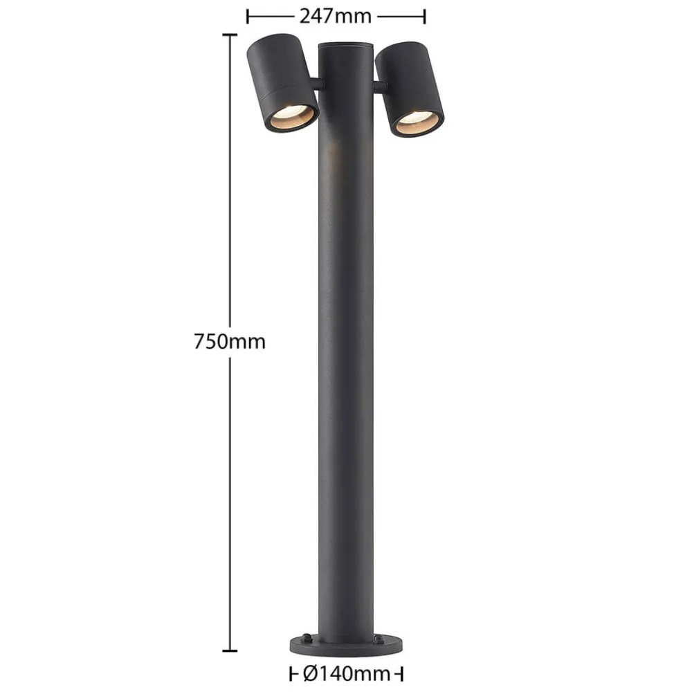 Lucande Terrassebelysning|Gadebelysning>Maloney pullert, 2 lyskilder, 75 cm, antracit