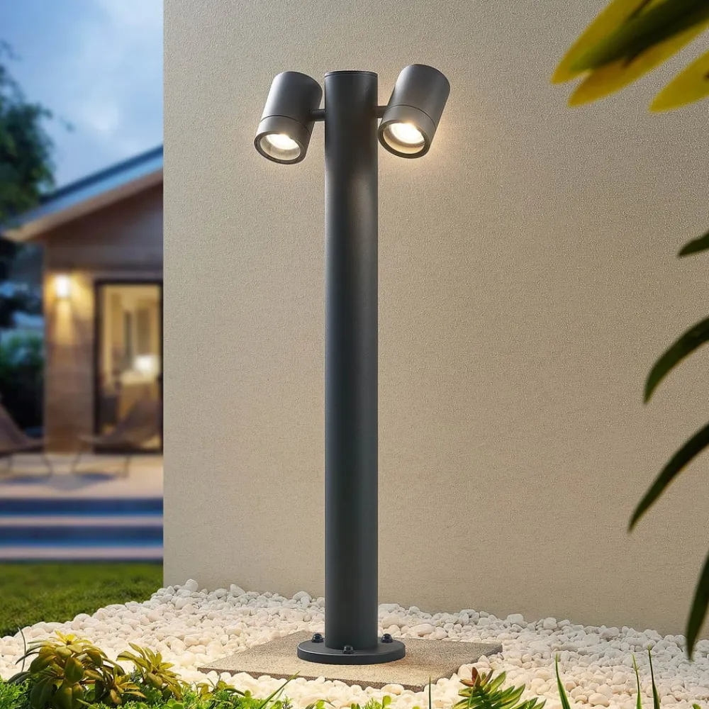 Lucande Terrassebelysning|Gadebelysning>Maloney pullert, 2 lyskilder, 75 cm, antracit