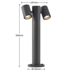 Maloney sokkellampe, 50 cm, antracit, IP54^Lucande Outlet