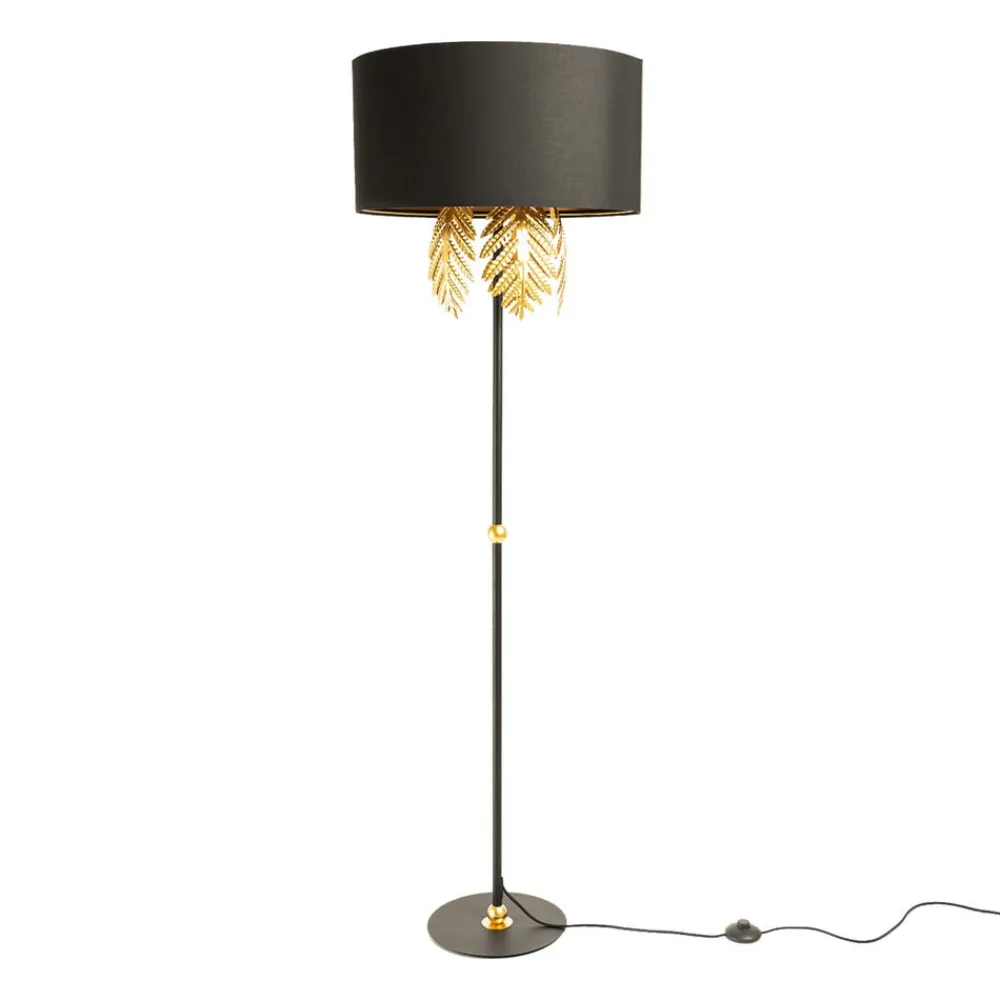 Malviras gulvlampe i stof med bladdekoration^Lucande Discount