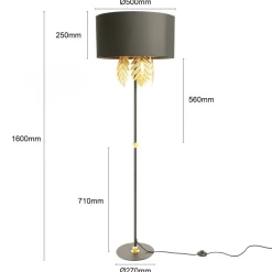 Malviras gulvlampe i stof med bladdekoration^Lucande Discount