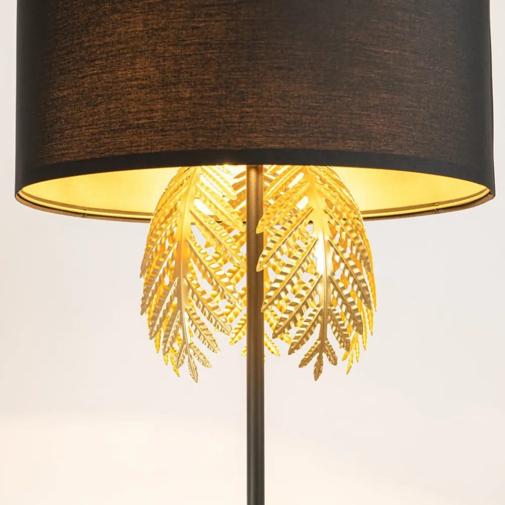 Malviras gulvlampe i stof med bladdekoration^Lucande Discount