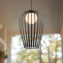 Marrin udendørs hængelampe, sort, metal, Ø 31 cm^Lucande Online