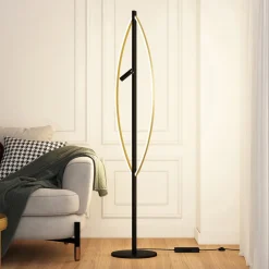 Lucande Gulvlamper|Gulvlamper>Matwei LED-gulvlampe, oval, messing