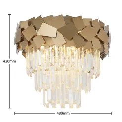 Miraia loftlampe i krystal, guld^Lucande Hot