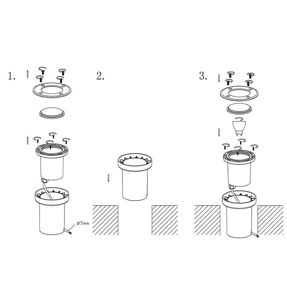nedgravningslampe Ava, Ø 12 cm, rund, IP67, GU10^Lucande Hot