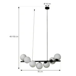Lucande pendel Isandro, sort/opal, 7-lys