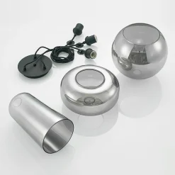 pendellampe Zyli, 3 lyskilder, røggrå, glas^Lucande Best