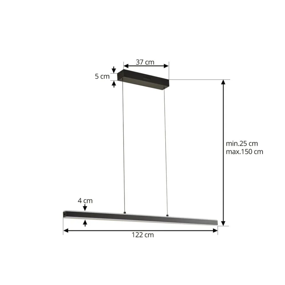 Lucande Pendellamper|Pendellamper>Pendolo LED-hængelampe, sort, aluminium, 120 cm