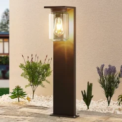 Lucande Semka vejlampe, 65 cm, antracit, glas, aluminium