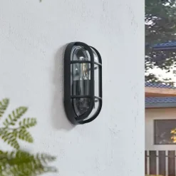 Lucande Serine udendørs væglampe, 27,1 cm, sort, aluminium