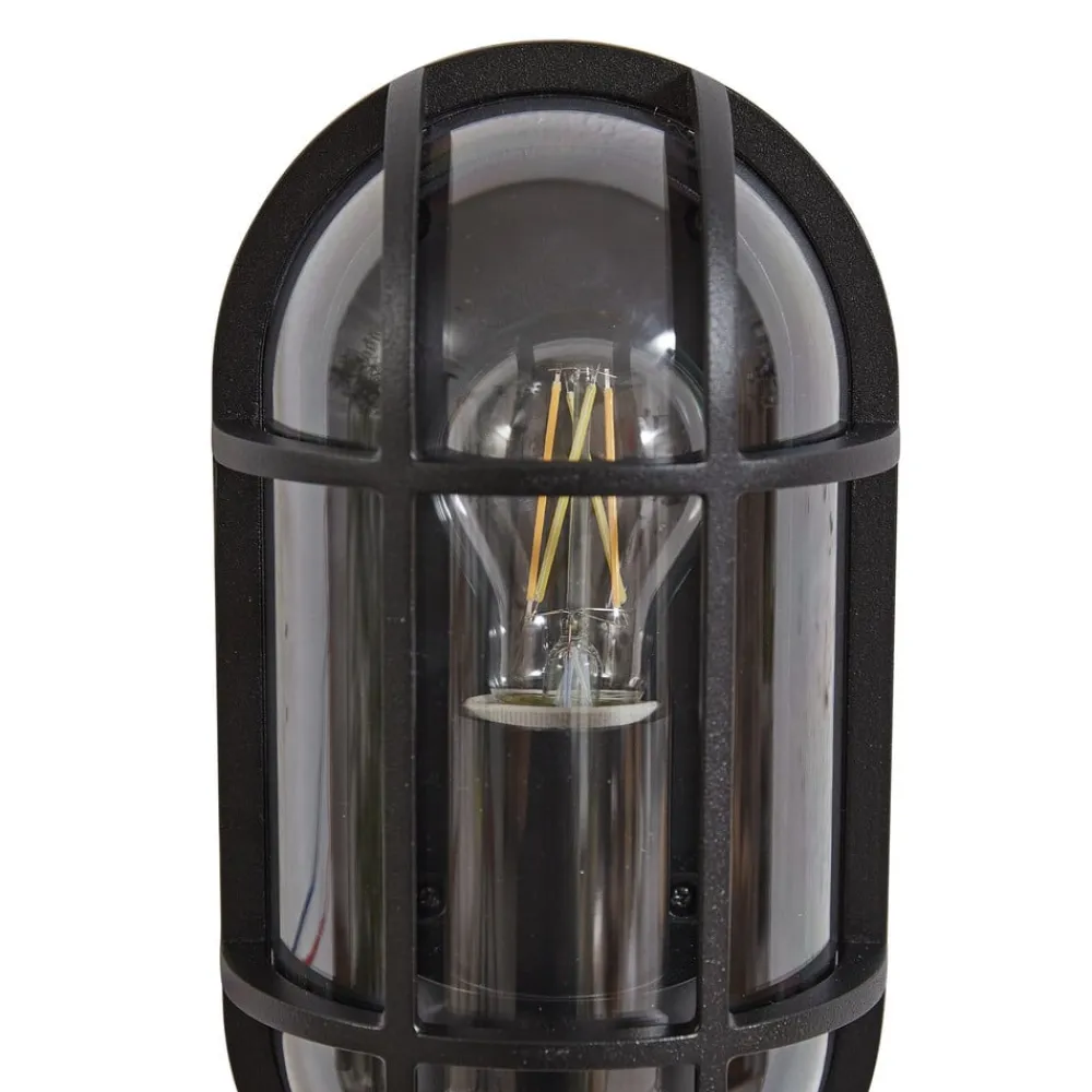 Lucande Serine udendørs væglampe, 27,1 cm, sort, aluminium