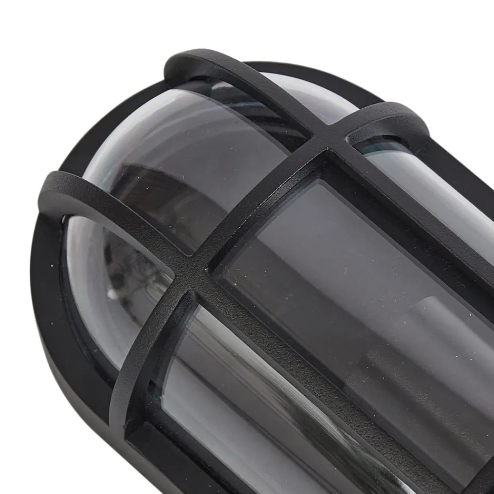 Lucande Serine udendørs væglampe, 27,1 cm, sort, aluminium