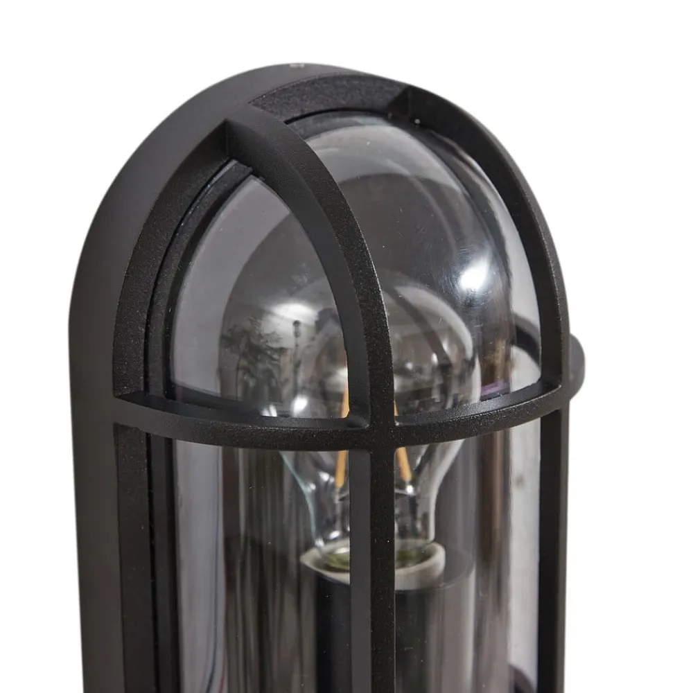 Lucande Serine udendørs væglampe, 27,1 cm, sort, aluminium