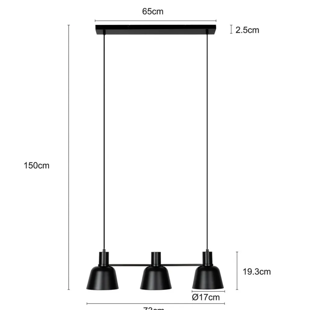 Lucande Pendellamper>Servan hængelampe, sort, 3 lyskilder