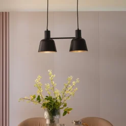 Lucande Servan-hængelampe, sort, 2 lyskilder