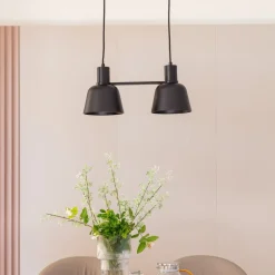 Lucande Servan-hængelampe, sort, 2 lyskilder