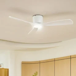 Lucande Loftventilatorer>Smart LED-loftventilator Moneno, hvid, DC, Tuya