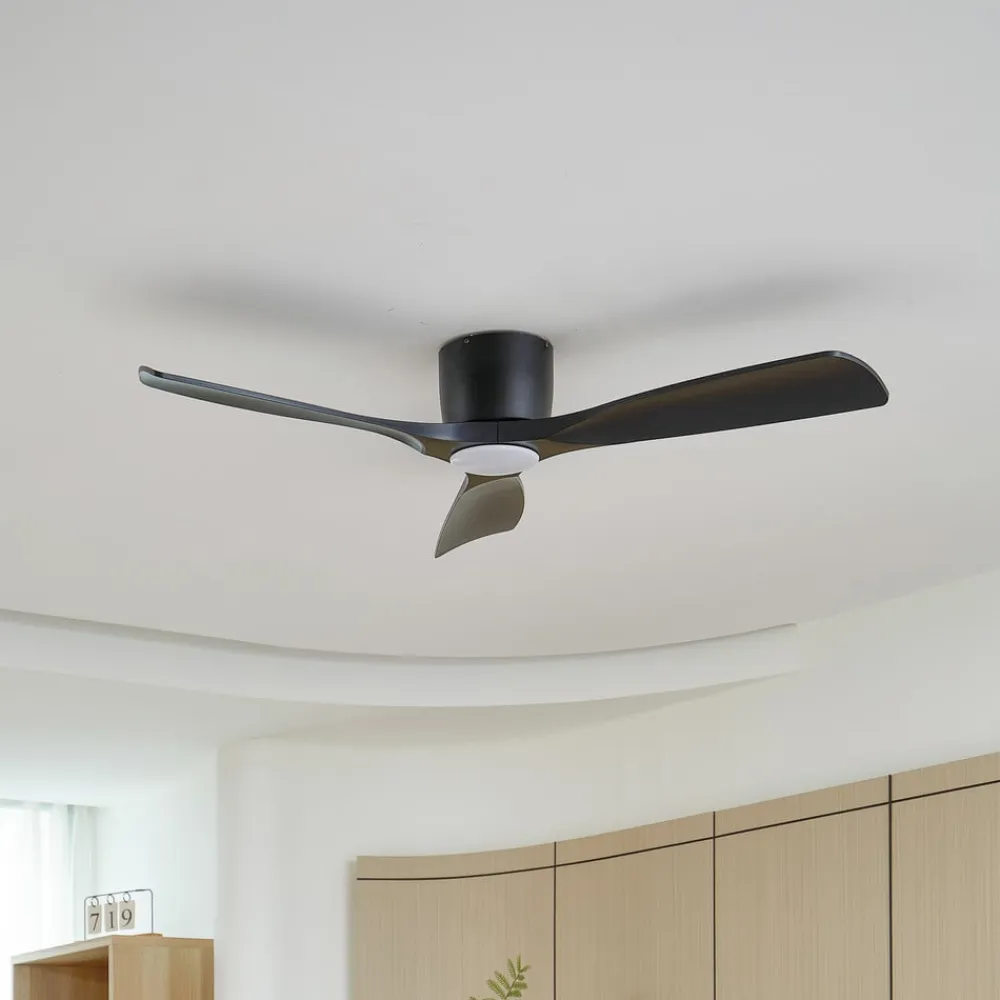 Lucande Loftventilatorer>Smart LED-loftventilator Moneno, sort, DC, Tuya