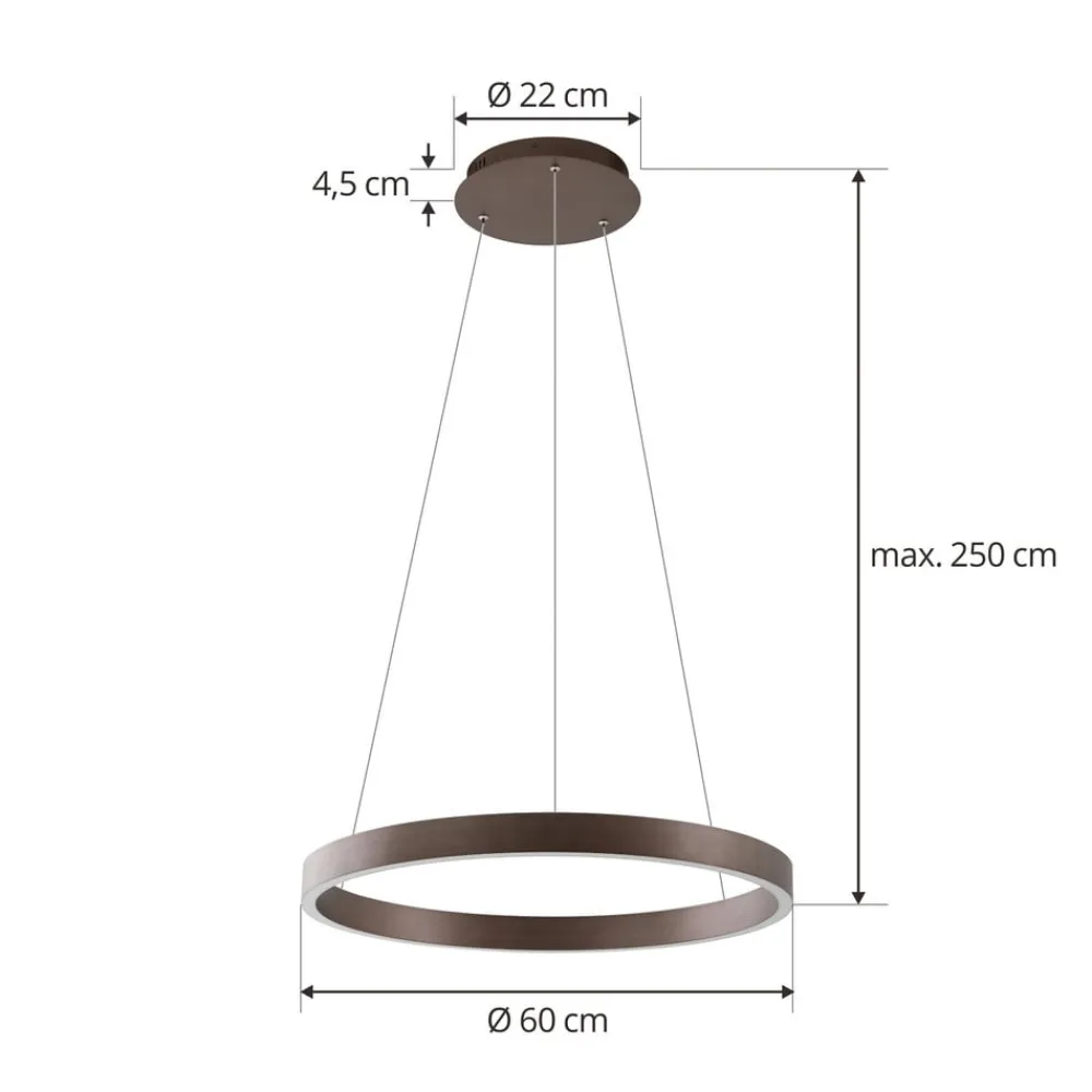 Lucande Smart LED-pendel Yonam, kaffe, 1-lys, Tuya