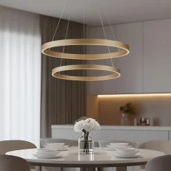 Lucande Pendellamper>Smart LED-pendel Yonam, guld, 2-lys, Tuya