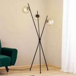 Sotiana gulvlampe, 3 glaskugler, sort^Lucande Sale