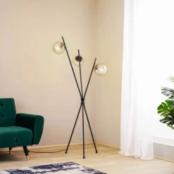 Sotiana gulvlampe, 3 glaskugler, sort^Lucande Sale