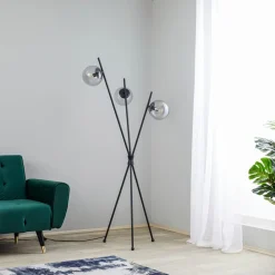 Sotiana gulvlampe, 3 glaskugler, sort^Lucande Sale