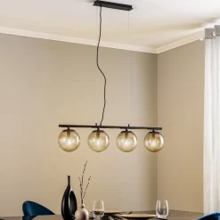 Lucande Pendellamper>Sotiana hængelampe, 4 glaskugler, sort