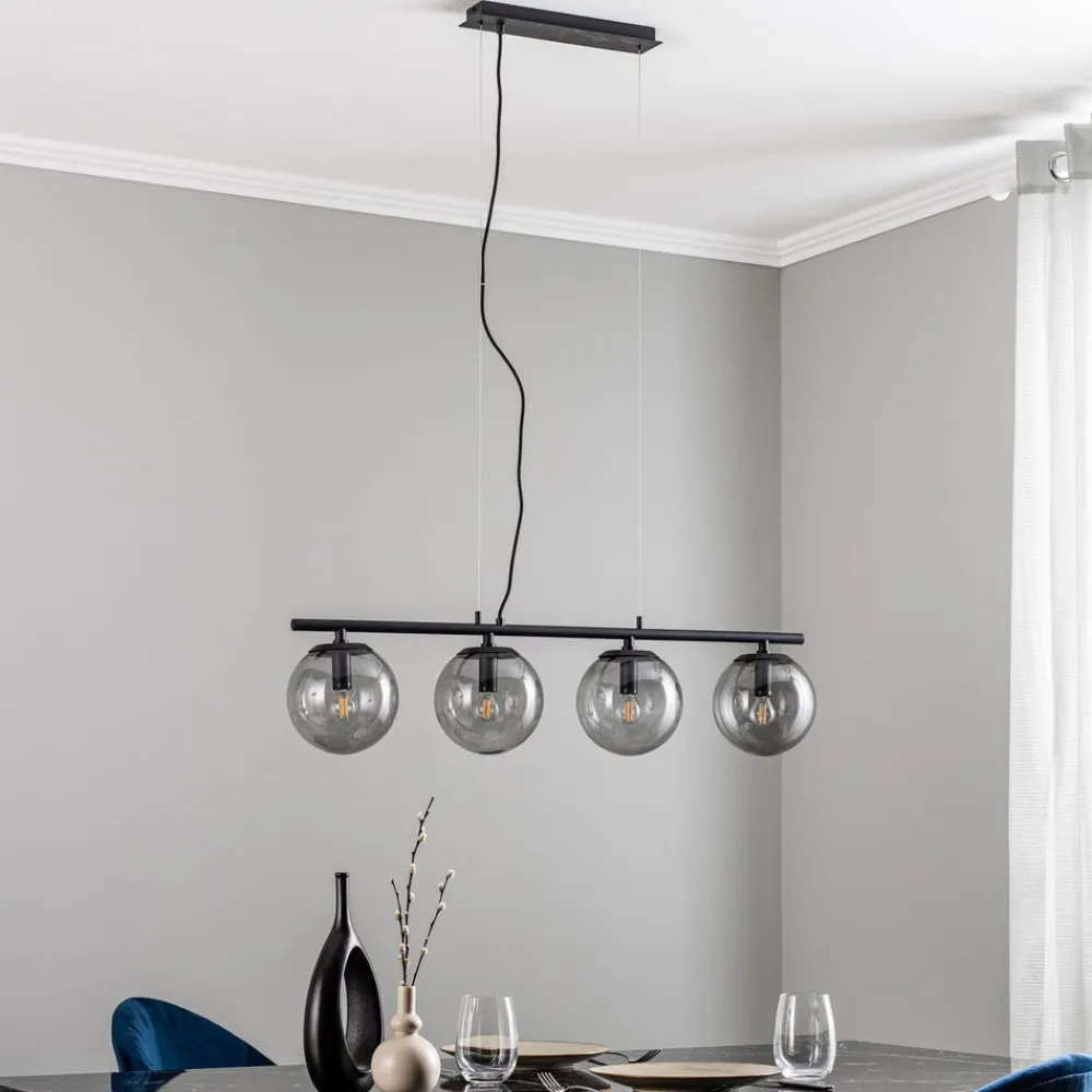 Lucande Pendellamper>Sotiana hængelampe, 4 glaskugler, sort