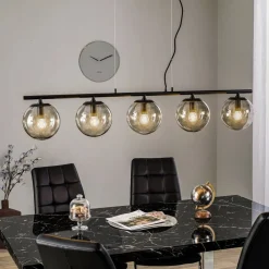 Lucande Pendellamper|Pendellamper>Sotiana hængelampe, 5 glaskugler, sort